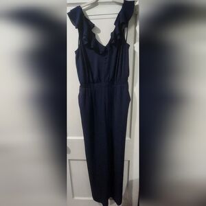 Reitmans Navy Jumpsuit with Ruffle Detail